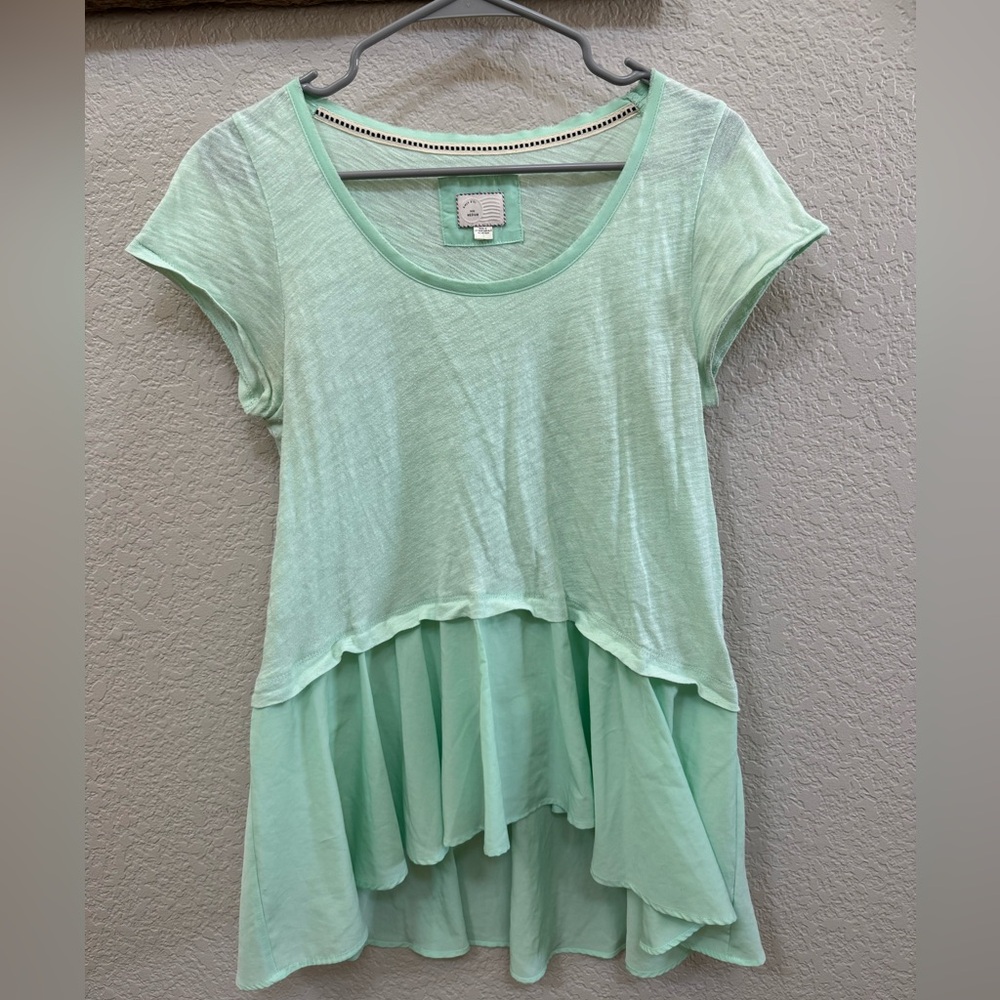 Anthropologie 9-H15 STCL Mint Green Top